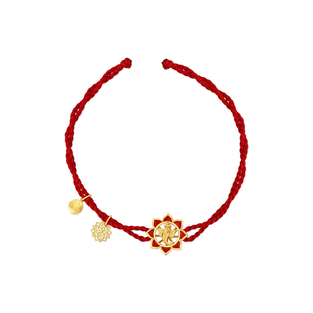 Ganesha Kamal Rakhi and Pendant in 14 Karat Gold