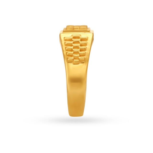 Rugged Textured Gold Finger Ring For Men,,hi-res image number null