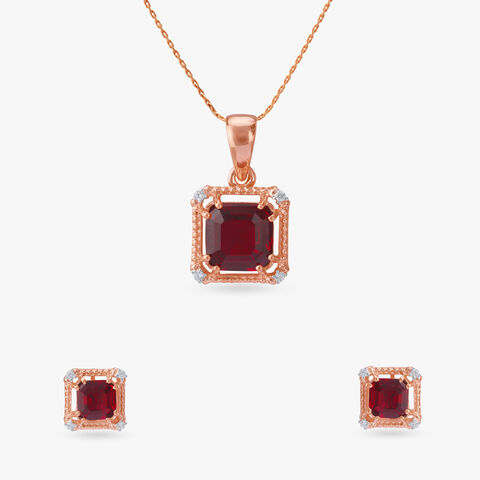 Royale Glamour Silver Pendant and Earrings Set