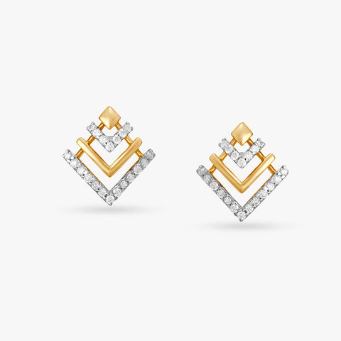 Sleek Chevron Diamond Stud Earrings