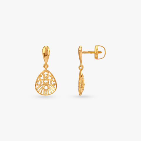 Ethereal Filigree Gold Drop Earrings