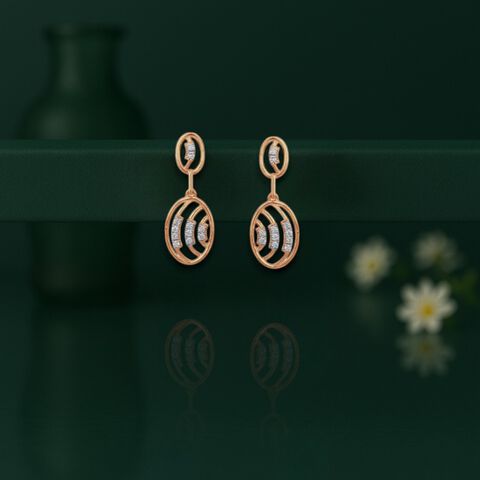 Wave Orbit Diamond Drop Earrings
