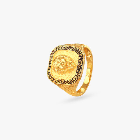 Majestic Mane Gold Ring for Men