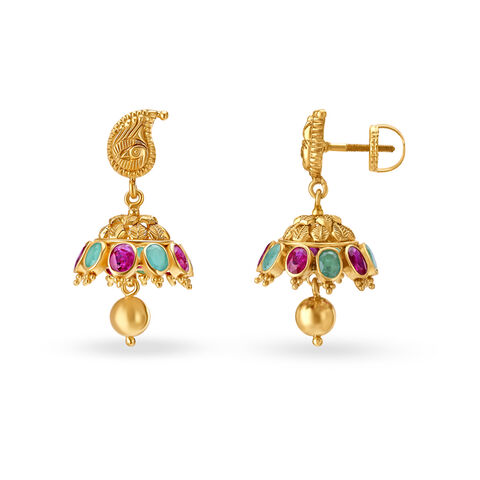 Vivid Emerald and Rubies Jhumkas