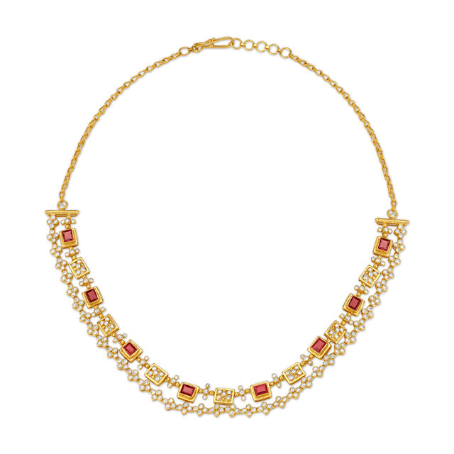 Vibrant Necklace with Un-cut Diamonds and Tourmalines,,hi-res image number null