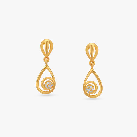 Spiral Frame Gold Drop Earrings