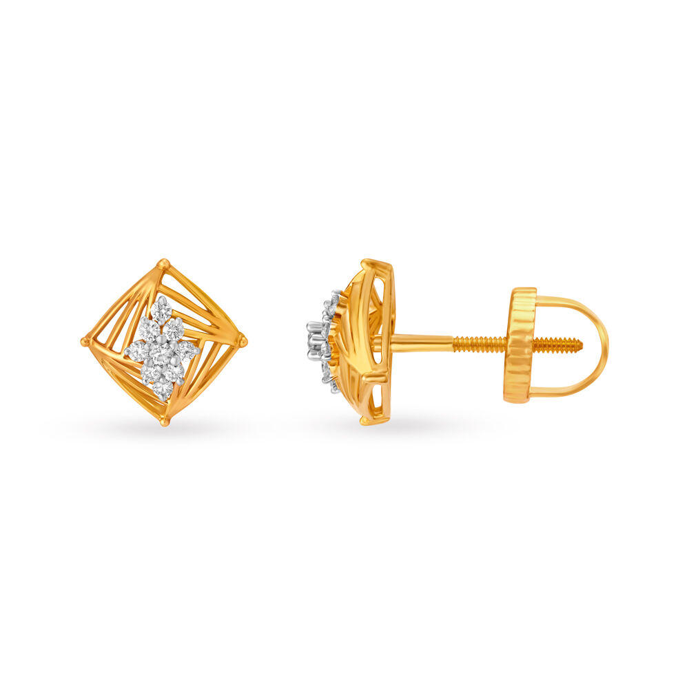 Elegant Abstract Diamond Stud Earrings