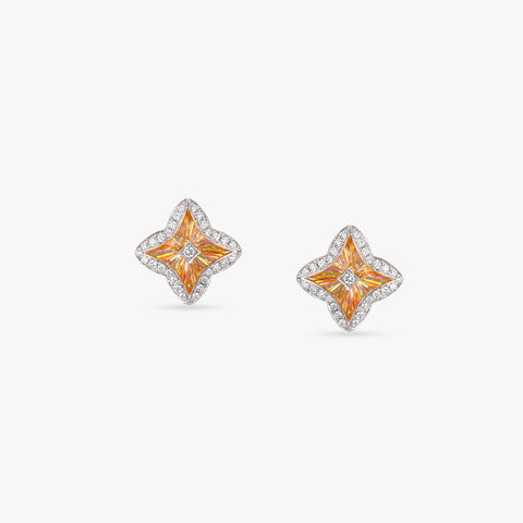 Rainbow Crest Diamond Stud Earrings