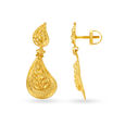 Curvy 22 Karat Yellow Gold Petal Drop Earrings,,hi-res image number null
