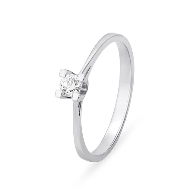Lustrous 18 Karat White Gold And Diamond Finger Ring,,hi-res image number null
