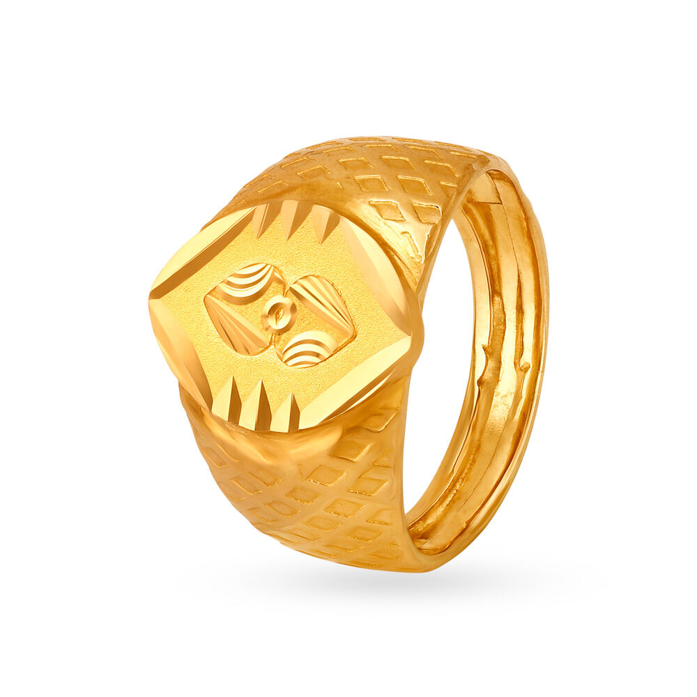 Heavenly 22 Karat Yellow Gold Om Engraved Finger Ring | Tanishq