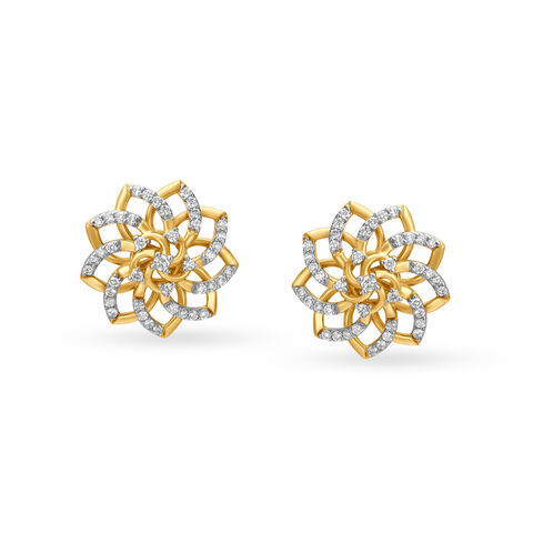 Floral Diamond Stud Earrings