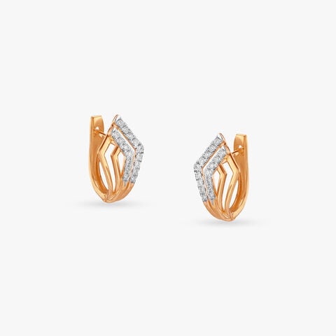 Arrow Gleam Diamond Hoop Earrings