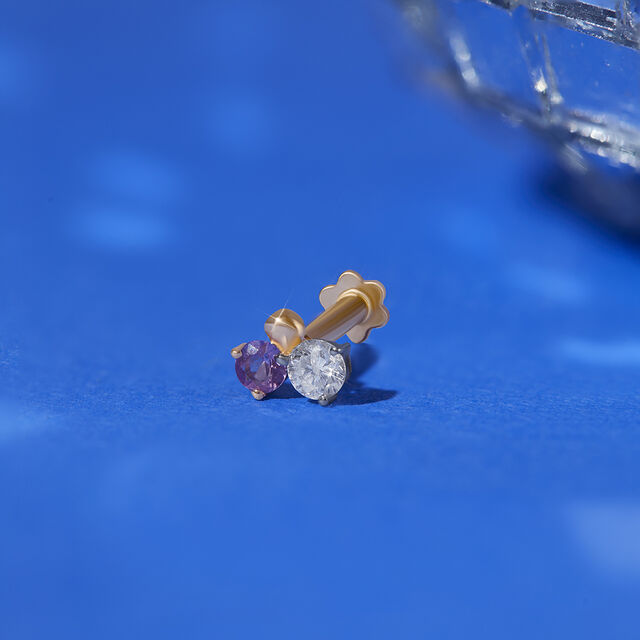 Rhythm Pulse Gold, Sapphire Diamond Nose Pin