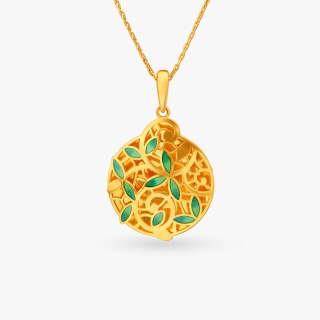 Malabar Gold Pendant Designs Exclusive Mesh-Pattern Gold Pendant