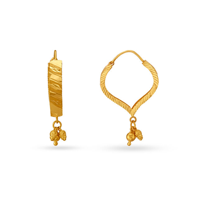 Riveting Gold Hoop Earrings With Beads,,hi-res image number null