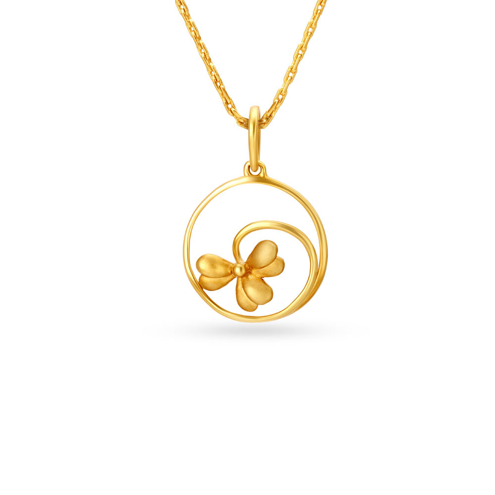 Adorable Flower Design Gold Pendant For Kids Tanishq Online Store
