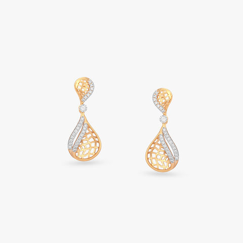 Lattice Dewdrop Diamond Drop Earrings
