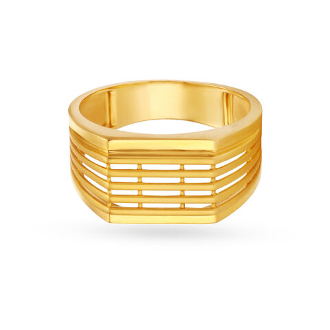 Hollow Line Carved Gold Finger Ring For Men