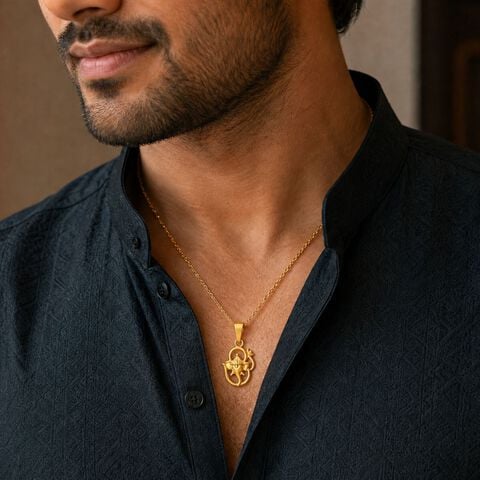 Dainty Gold Pendant with Om and Ganesha Design