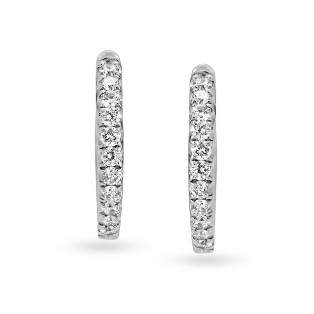 Chic Platinum and Diamond Hoop Earrings,,hi-res image number null