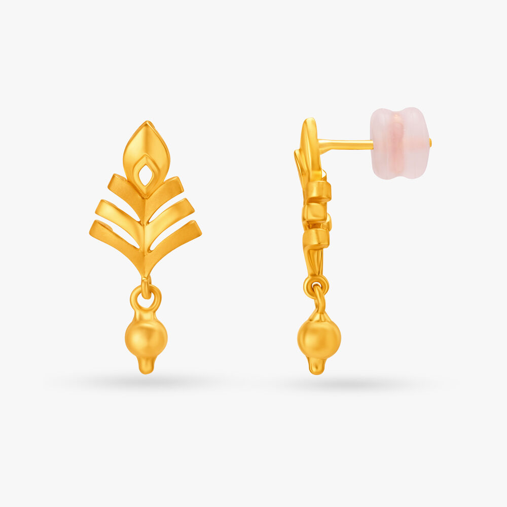 Bell Pattern Gold Jhumka Earrings