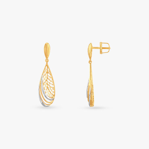 Leaf Teardrop Gold Drop Earrings