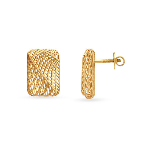 Mesh Weave Gold Stud Earrings