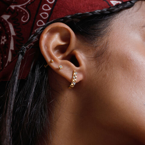 Playful Zipper Diamond Hoop Earrings