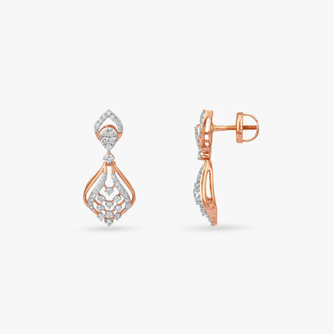 Petal Frame Diamond Drop Earrings