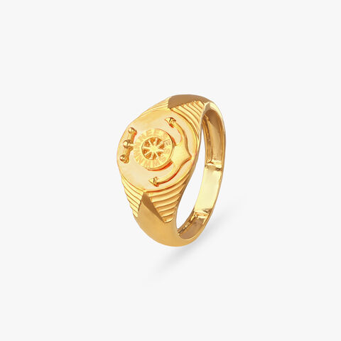 Compass Crest Gold Ring for Men
