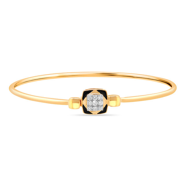 18 KT Yellow Gold Abstract Glimmer Diamond Bangle,,hi-res image number null