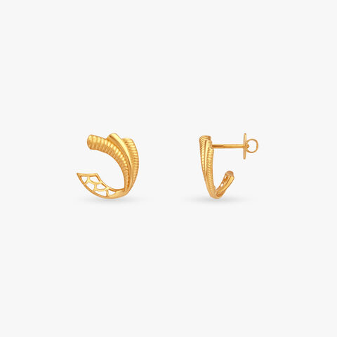 Leaf Arc Gold Stud Earrings