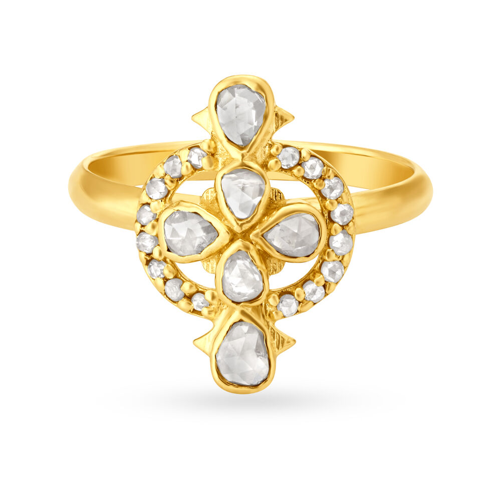Eccentric 18 Karat Yellow Gold And Polki Diamond Ring