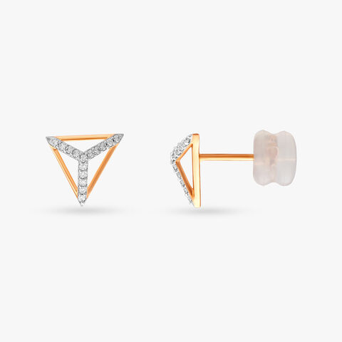 Graceful Triangle Diamond Stud Earrings