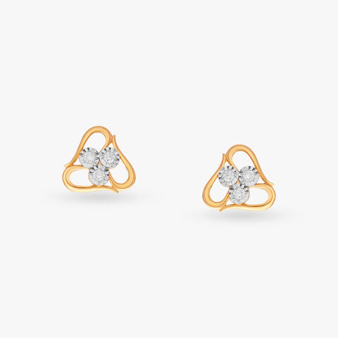 Triangular Diamond Stud Earrings
