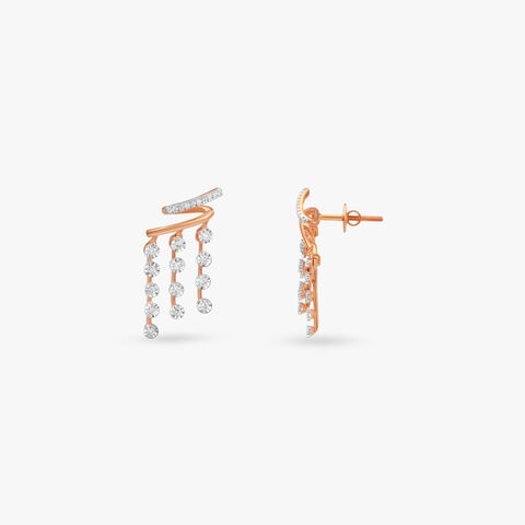 Linear Cascade Diamond Drop Earrings