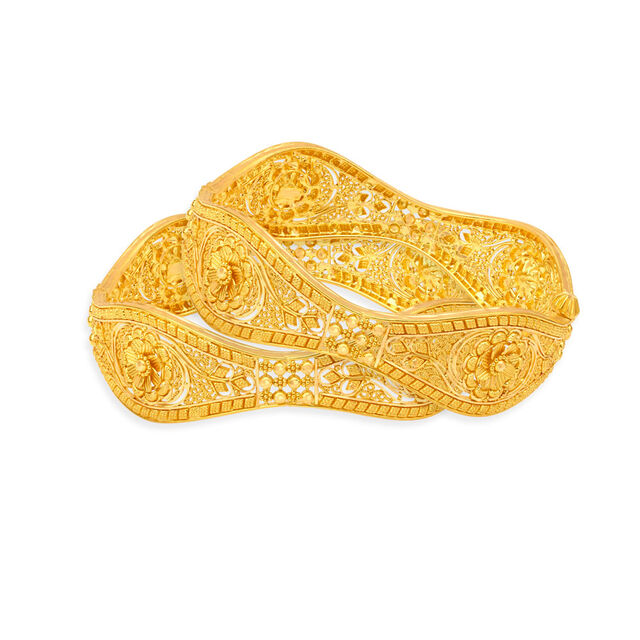 Elegant Carved Gold Bangles,,hi-res image number null