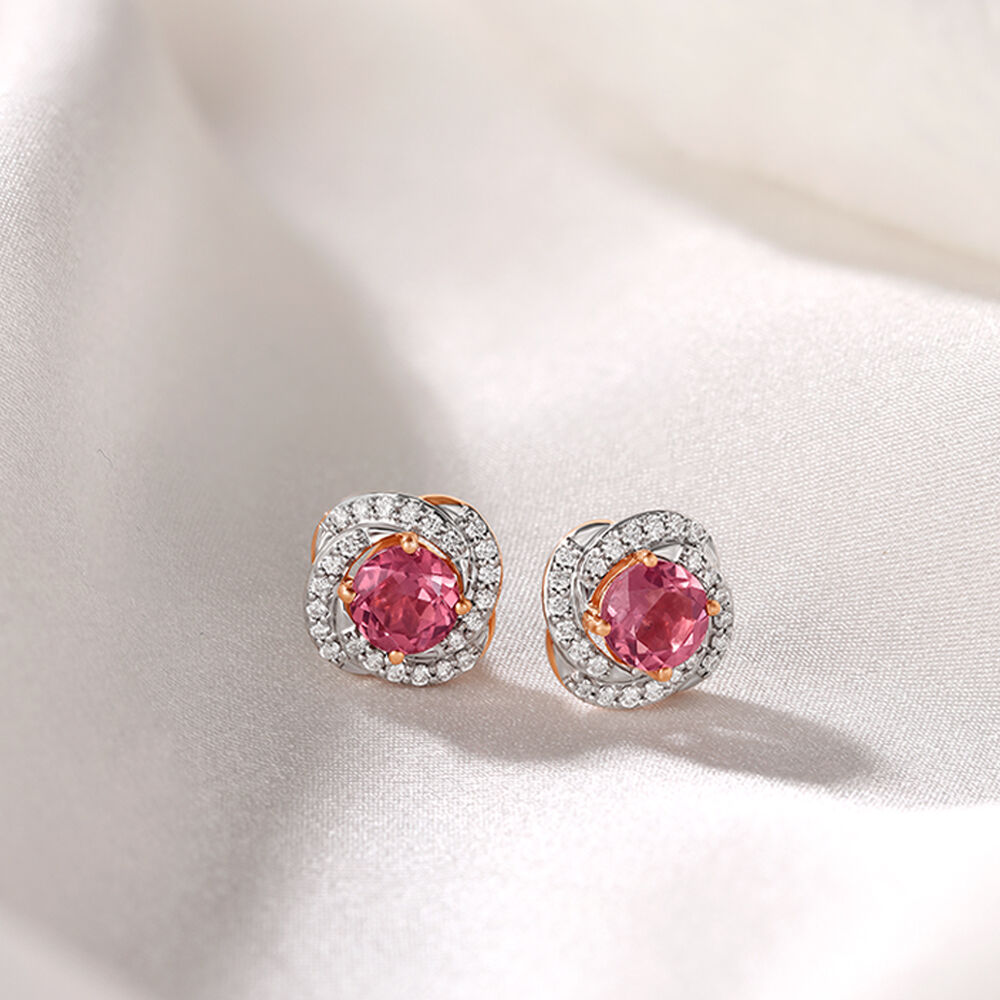 Floral 22 Karat Gold And Ruby Stud Earrings