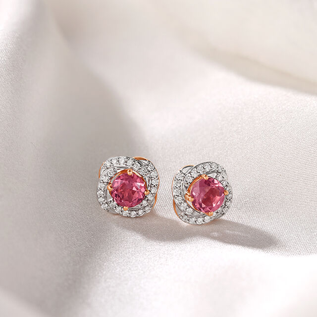 Pink Sunshine Diamond Stud Earrings,,hi-res image number null