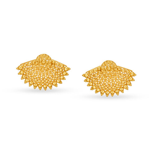 Glamorous 22 Karat Yellow Gold Blooming Stud Earrings
