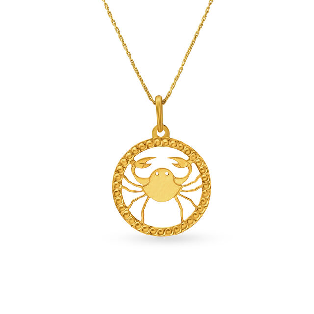Cancer Zodiac Laser Cut High Polish Gold Pendant