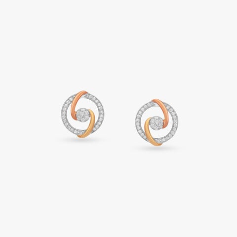 Sculpted Spiral Diamond Stud Earrings
