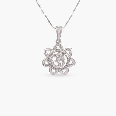 Om Blossom Silver Pendant