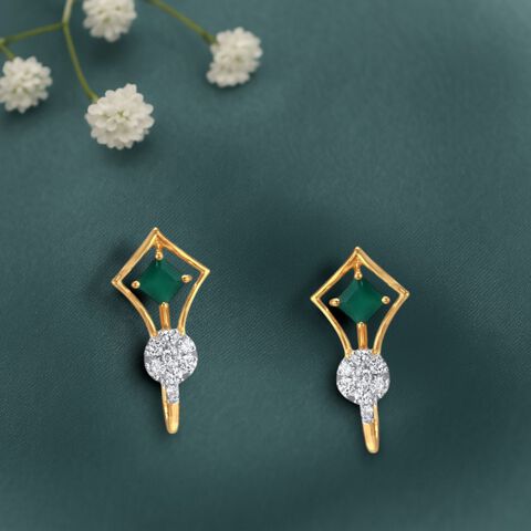 Arc Frame Diamond Stud Earrings