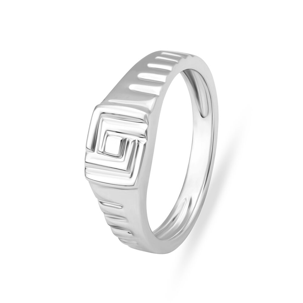 White Gold Cubic Zirconia Men's Ring With Watch Band Design