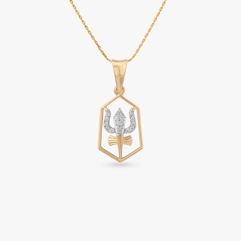 Sacred Trishul Diamond Pendant