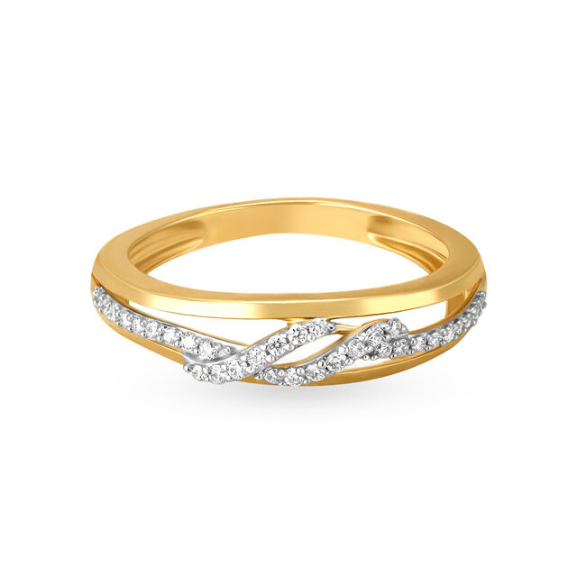 Twinkling 18 Karat Yellow Gold And Diamond Finger Ring,,hi-res image number null
