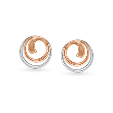 Elevating Two Toned Round Platinum Stud Earrings