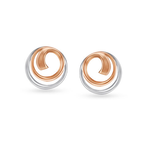 Elevating Two Toned Round Platinum Stud Earrings